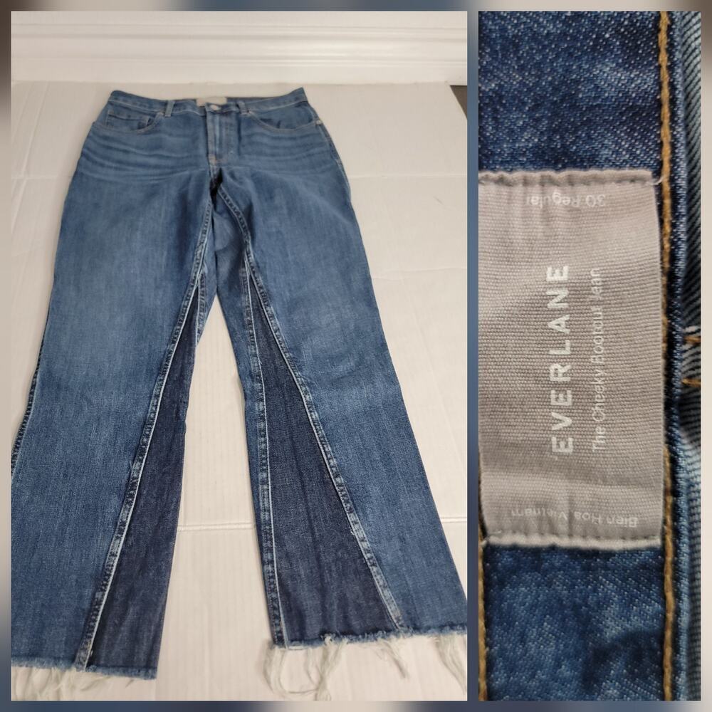 Everlane Jeans Womens Sz 30 The Cheeky Bootcut Stretch Cotton High Rise Fray